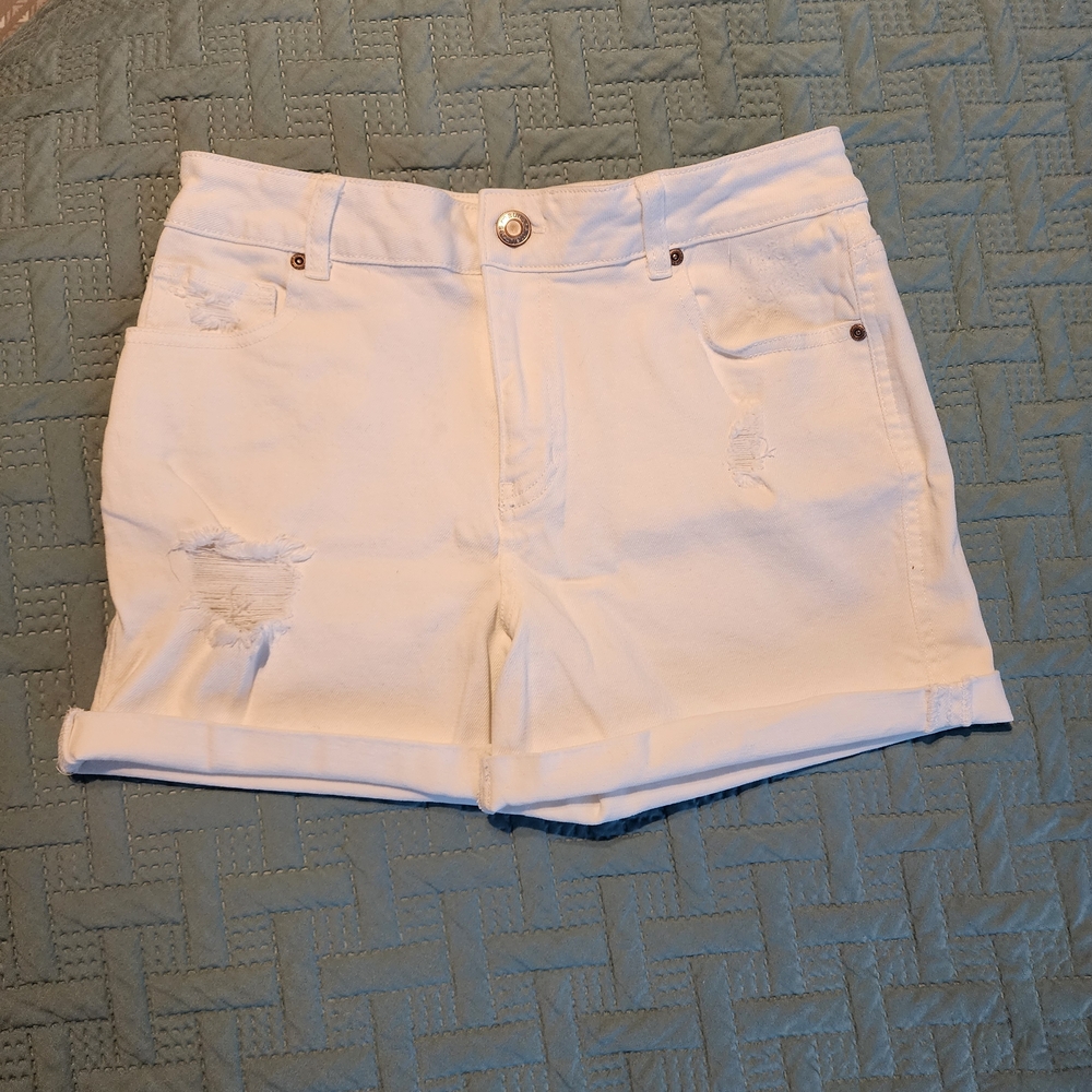 Maurices White Distressed Jean Shorts